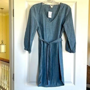 J. Crew XS dress blue chambrey NWT. Perfect 3 season staple!